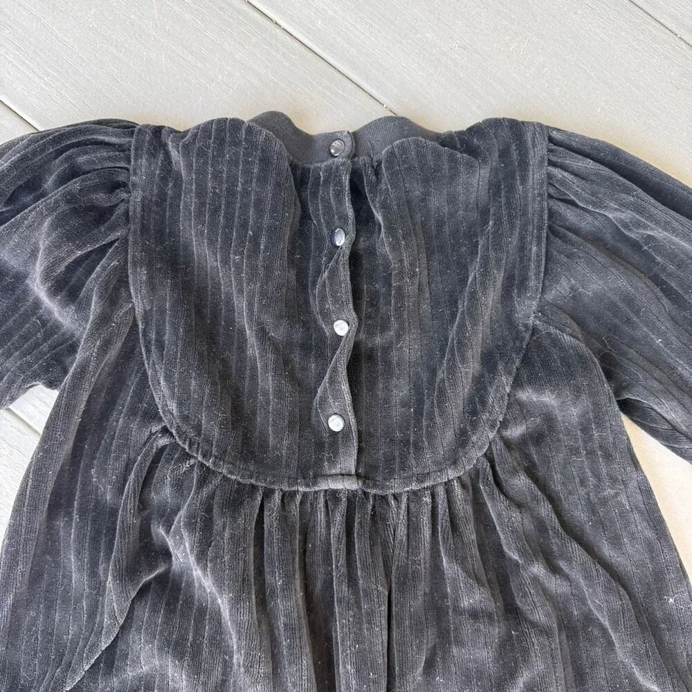 Vintage 90's Gymboree Black Corduroy Long Sleeve Dress Toddler Girl's Size Small